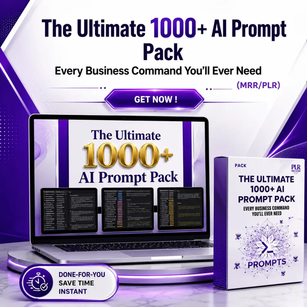 1000+ AI Prompt Pack | Done-For-You Business Prompts | PLR & MRR Right